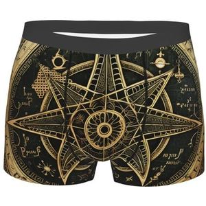 501 Hexe Mysticus Wicca Altar Tarot Gold heren retroshorts met stretch ondergoed fit onderbroek zacht ondergoed, boxershort 1791, M