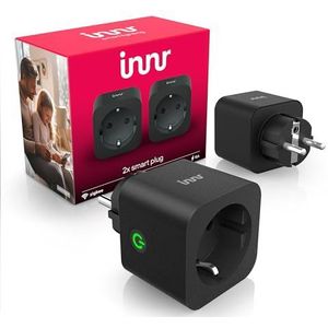 Innr Slimme Stekker met Energiemeter Zwart, Smart Plug Zigbee met Energiemeter, werkt met Hue*, Alexa, Google Home en SmartThings – 2-Pack