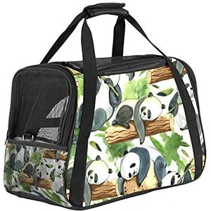 Leuke Panda Bamboe Groene Pet Carrier Bag, Draagbare Tote Bag Top Opening, Verwijderbare Mat En Ademend Mesh, Transport Handtas Voor Honden En Katten