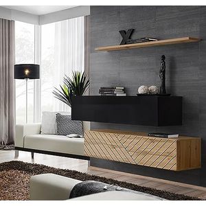 Deconation Set van 3 wandmeubels Switch Dressoir II - Beige en Zwart - L 130 x H 110 x D 40 cm