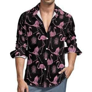 Flamingo Casual Heren Shirts Lange Mouw met Zak Hawaii Shirt Vakantie 2XL