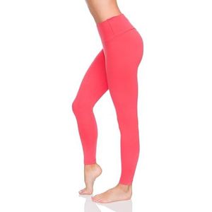 SOFTSAIL legging voor dames, van katoen, hoge taille, volledige lengte, buikcontrole, rekbaar, elastische paneelbroek voor in de fitnessstudio, fitness, yoga, afslankende leggings, oversized, LWP3, koraalrood, 36