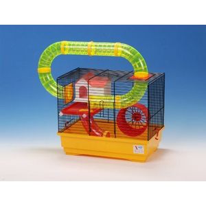 Verdeling van huisdierproducten Wire Hamster kooi met huis/wiel/platform/8 x buizen, 50 x 34 x 47 cm, meerkleurig