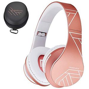 Bluetooth Koptelefoons, PowerLocus P2 draadloze Over-Ear Koptelefoon Inklapbaar, Met microfoon, Micro SD slot, FM Radio, draadloze en kabel Koptelefoon voor Smartphone,Tablets,Laptops,TV(Rose Gold)