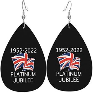 Oorbellen Platina Jubilee Britse Qu-Een 70 Jaar Dangle Oorbellen Vintage Teardrop Lederen Oorbellen Lichtgewicht Dangle Earring Voor Accessoire Gift Vrouwen, 3.8cm, Leer, Geen edelsteen