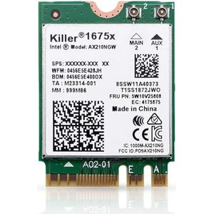 Killer Series for Intel AX1675x Gaming WiFi 6E Adapter Upgrade | M.2 WiFi Card for PC | 2.4 Gbps WiFi | Bluetooth 5.3 Compatible | For most Intel and AMD Systems