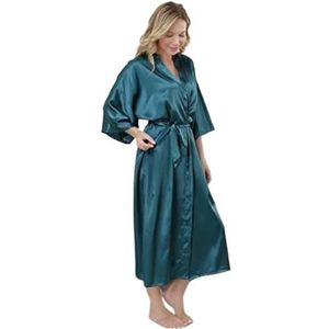 JMORCO Satijnen badjas plus size rayon badjas dames kimono satijn lange gewaad sexy lingerie klassieke nachtjapon nachtkleding met riem, Groen, 3XL