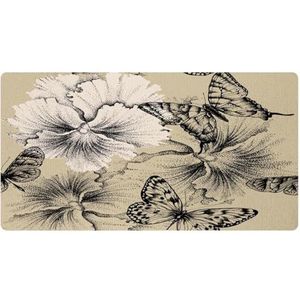 VAPOKF Vintage vlinders in bloem keuken mat, antislip wasbaar vloertapijt, absorberende keuken matten loper tapijten voor keuken, hal, wasruimte