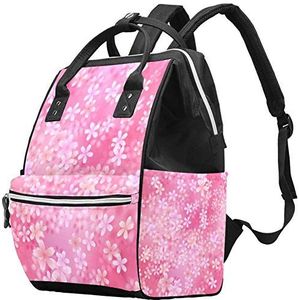 Multi-Functie Grote Baby Luier Tas Rugzak, Roze Kersen Bloeien Patroon, Nappy Tas Reizen Back Pack voor mama en papa