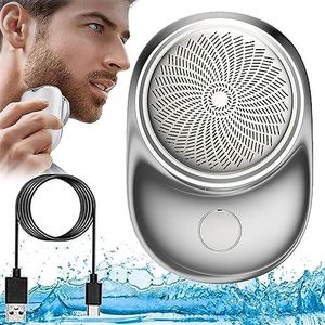 Upgrade krachtig stormscheerapparaat voor mannen, oplaadbaar USB-scheerapparaat voor mannen, mini-scheerapparaat draagbare elektrische scheerapparaten Vaderdaggeschenken (kleur: zilver)