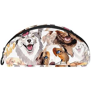 Etui Halve cirkel Briefpapier Pen Bag Pouch Holder Case Schilderen Honden, Multi kleuren, 19.5x4x8.8cm/7.7x1.6x3.5in, Make-up zakje