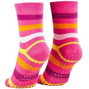Piarini 2 paar antislipsokken voor kinderen, ABS-sokken, antislipsokken met noppen van katoen, voor jongens en meisjes, Roze-2 paar, 23-26 EU