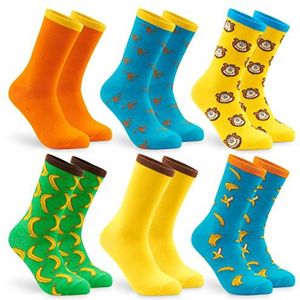 CityComfort Kleurrijke sokken voor heren, grappig motief, crew sokken voor mannen, modieuze sokken, coole grappige gekke funkousen, 6 stuks paar, Meerkleurig, 41/46 EU