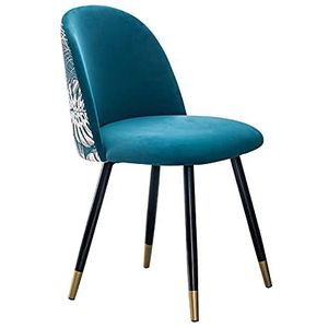 GEIRONV 1 stks Modern Design Zachte fluwelen eetkamerstoel, for woonkamer slaapkamer Keukenstoel met make-upstoel van de rugleuning Eetstoelen (Color : Lake blue)