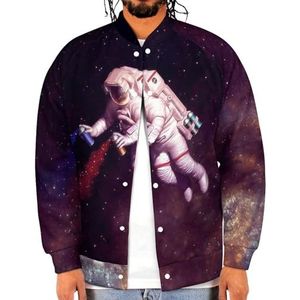 The Astronaut Artist Grappige Mannen Baseball Jacket Gedrukt Jas Zachte Sweatshirt Voor Lente Herfst