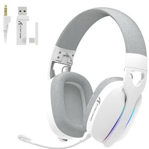 MAMBASNAKE x ATTACK SHARK L90 Flodable Ultra-Light Wireless Gaming Headset, 7.1 Surround Sound, BT5.3/2.4Ghz/Wired, RGB, 40mm neodymium drivers, Pluggable Microphone, voor PC/PS4/PS5/Switch/Xbox-Wit