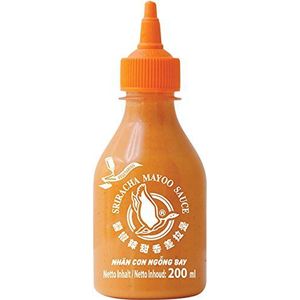 FLYING GOOSE Sriracha Mayoo Saus - Mayonnaise, licht scherp, oranje dop, kruidensaus uit Thailand, verpakking van 3 (3 x 200 ml)