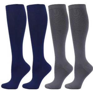 Zingso Compressiekousen voor dames en heren, 2/3/4/6 paar 20-25 mmHg kniekousen, compressiekousen voor sport, atletiek, oedeem, diabetes, spataderen, reizen, zwangerschap, verpleging, L/XL