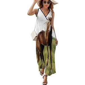 Knap paard dames lange jurk mouwloze maxi-jurk zonnejurk strand feestjurken avondjurk XL