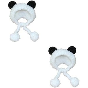 minkissy 2Pcs Panda Vormige Hoofddeksels Hond Manen Kostuum Voor Kleine Kostuums Keramische Stof Bad Huis Kleine Hond Outfits Panda Kostuum Hond Kleding Accessoires Hoofdbanden Pluche Hoofdband