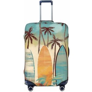 VTCTOASY Surfplank palmboom print reisbagage cover mode koffer cover elastische bagage beschermer cover past 45-70 cm bagage, Zwart, M