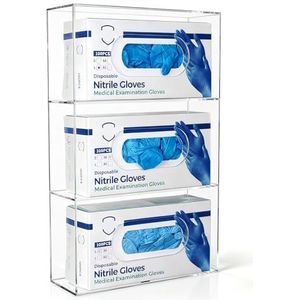 KOEMEHR Acryl Wandgemonteerde Handschoenenkastje Dispenser voor Medische Latex Rubber Nitril Onderzoek Wegwerp Handschoenenkastjes Transparante Plastic Zakhouder