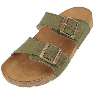 HAFLINGER Bio Andrea leren sandaal, olijf canvas 4002, 36 EU