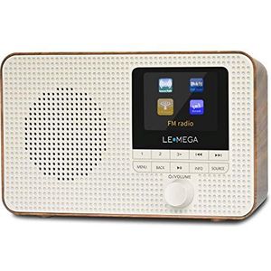 LEMEGA IR1 Draagbare WIFI-Internetradio, DAB/DAB+/FM Digitale Radio, Bluetooth-Luidspreker, Dubbele Wekker, Sleep Snooze-Timer, 60 Presets, Hoofdtelefoonuitgang, Kleurendisplay.– Walnoot Afwerking