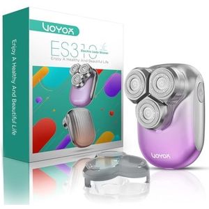 VOYOR Elektrisch scheerapparaat voor dames, lichaamsscheerapparaat voor dames, voor sweller, gezicht, lichaam, armen, benen, waterdicht, elektrisch scheerapparaat, draagbaar, oplaadbaar, ES310 (paars)