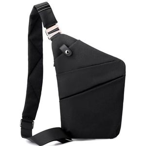 Askliy Anti-dief crossbody tas voor mannen vrouwen casual lichtgewicht reizen kleine sling tas borsttassen schoudertas voor fiets reizen wandelen outdoor werk dagrugzak, Zwart (linkerschouder)