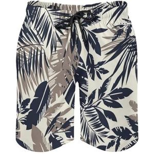 Sneldrogende broek in tropische stijl, licht zacht en ademend heren Hawaii shorts, elastische korte broek met trekkoord, Kleur 1, L