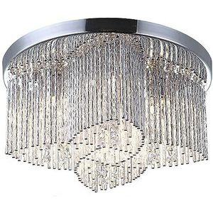 Lewima LED plafondlamp kristal, woonkamer chroom plafondlamp Sansa, 35cm kroonluchter plafond verlichting