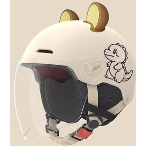 Kindermotorhelm - Retro 3/4 Motorhelm - DOT/ECE-Gecertificeerd - Geschikt Voor Jongens En Meisjes Van 3 Tot 12 Jaar - 48-52cm