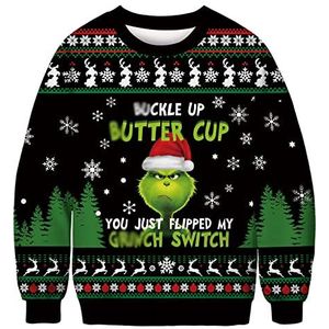 Unisex Kerst Sweatshirts Koppels Grappige Kerst Trui Comfortabele Lange Mouw Shirts Tops, 2, L