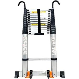 Telescopische telescopische ladder 8m/7m/6.2m/5m/4m/3.8m/2.6m, aluminium verlengladders met haak voor dakbedekking, huishoudelijk gebruik, RV buitenwerk (maat: 8.1m/26ft)