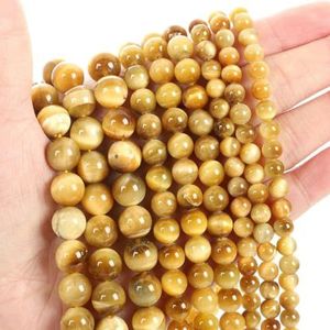 Natuursteen kralen Geel Tijgeroog Kristal en Chalcedoon Ronde Losse Kralen Voor Sieraden Maken DIY Bedelarmbanden 4-12MM-Goud Tijgeroog-4mm 88-90st