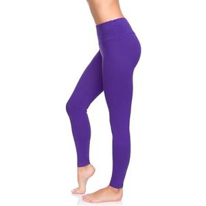 SOFTSAIL legging voor dames, van katoen, hoge taille, volledige lengte, buikcontrole, rekbaar, elastische paneelbroek voor in de fitnessstudio, fitness, yoga, afslankende leggings, oversized, LWP3, paars, 48