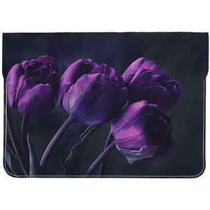 Paarse Bloemen Achtergrond, Lederen Laptop Sleeve, Notebook Tas Laptop Case Sleeve Tablet Aktetas