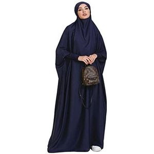 RUIG Damesjurk, moslim, gebed, abaya, islamitische tuniek, maxi kaftan, Afrikaan, Turkije, islam, Dubai, Turkije, lange jurk met hijab, Donkerblauw, one size