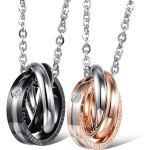 2 STKS Ketting Hanger Mode Bijpassende Ketting: Paar Valentijn Ring Ketting, Stras