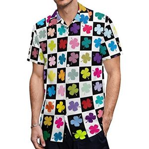 Gekleurde klavers Heren Korte Mouw Shirts Casual Button-down Tops T-shirts Hawaiiaanse Strand Tees 4XL