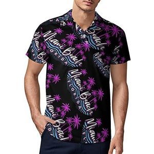Miami Beach Florida Palm Tree Heren Golf Polo-Shirt Zomer T-shirt Korte Mouw Casual Sneldrogende Tees L