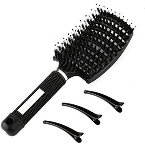 Avtytsda Styling Accessoires Haar Natte Borstel, Gemakkelijk te Vlechten Ontwarren Exfoliator Rechttrekken Zwijnen Haar Borstels voor Vrouwen, Mannen en Kinderen - Zwart