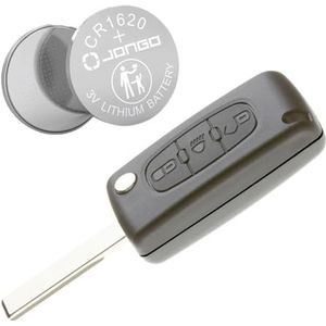 Jongo - Sleutelbehuizing met lemmet Compatibel met Citroën C4 Picasso, C4 Grand Picasso, C5 | CE0523 | met 1x Batterij CR1620 | AutoSleutelbehuizing Plip 3 Knop Afstandsbediening