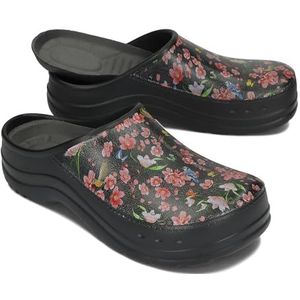 BeComfy Vrouwen Mannen Eva Klompen Comfortabele Ultralichte Tuin Schoenen met Moro of Bloemenprint 36-46 EU (Zwarte Bloemen, EU-systeem voor schoenmaten, Volwassene, Numeriek, Normaal, 40)