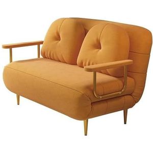 FZDZ —Slaapbank, 2-zits opvouwbare slaapbank, dubbele slaapbank, uittrekbare slaapbank, hoekbank, 5-posities verstelbare rugleuning fauteuil (kleur: oranje, maat: 120 cm)