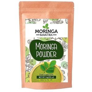 Moringa Mantra Moringa Bladpoeder, 1 kg, biologisch geteelde poedervormige moringabladeren, getest op zware metalen