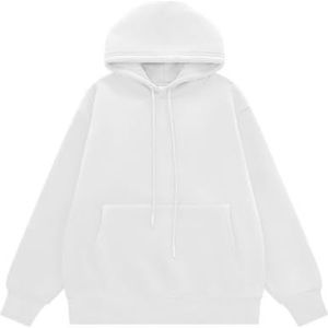 Leader of the Beauty Heren Oversized Zware Katoenen Trui Hoodies Casual Sweatshirts Lange Mouw Dikke Herfst Unisex Kleding 2024, Wit, M