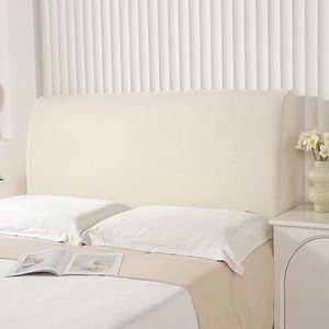 AZXYYEHD Hoofdbordhoes voor eenpersoons-, tweepersoons- en kingsize bed, stofdichte hoofdeindeomslag, stretch all-inclusive hoofdbeschermer voor bed, moderne slaapkamerdecoratie (kleur: beige wit,