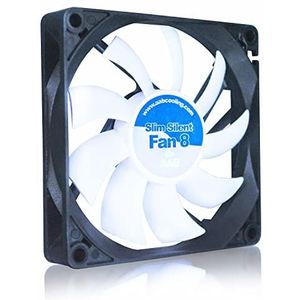 AABCOOLING SLIM Silent Fan 8-80 mm ventilator voor pc-behuizing, stil en efficiënt, met 4 anti-vibratiepads, 12 V, ventilo PC, 8 cm, 13,9 dB(A) 27,45 m³/h